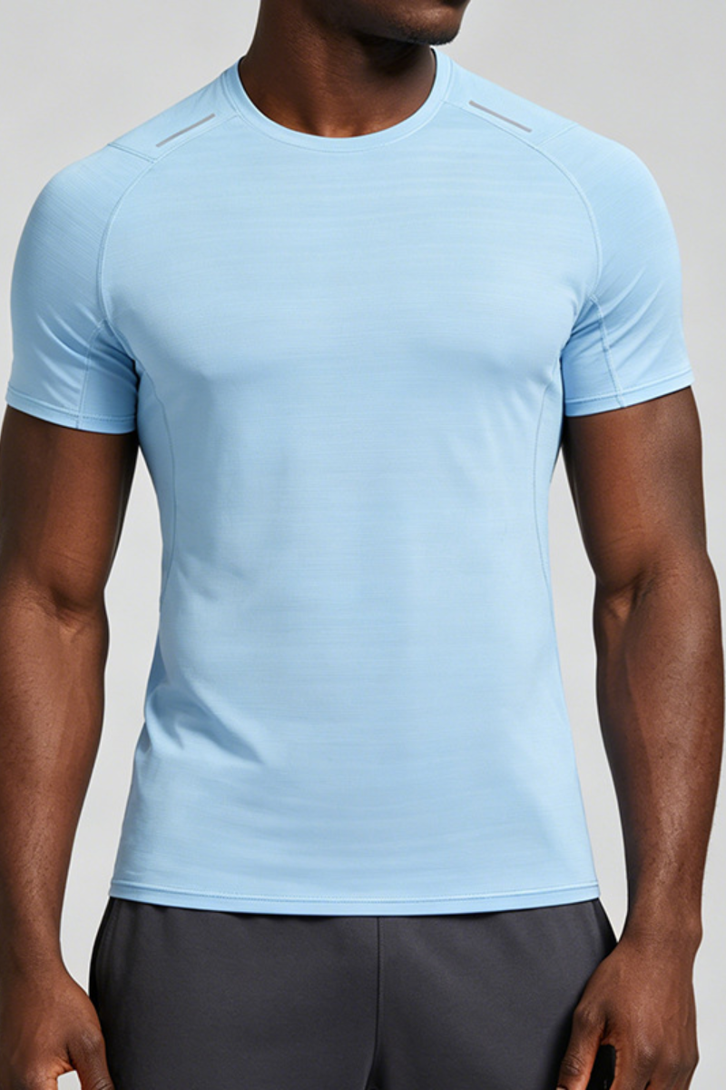 Men's Round-Neck Silk-Textured Sports Casual T-shirt
