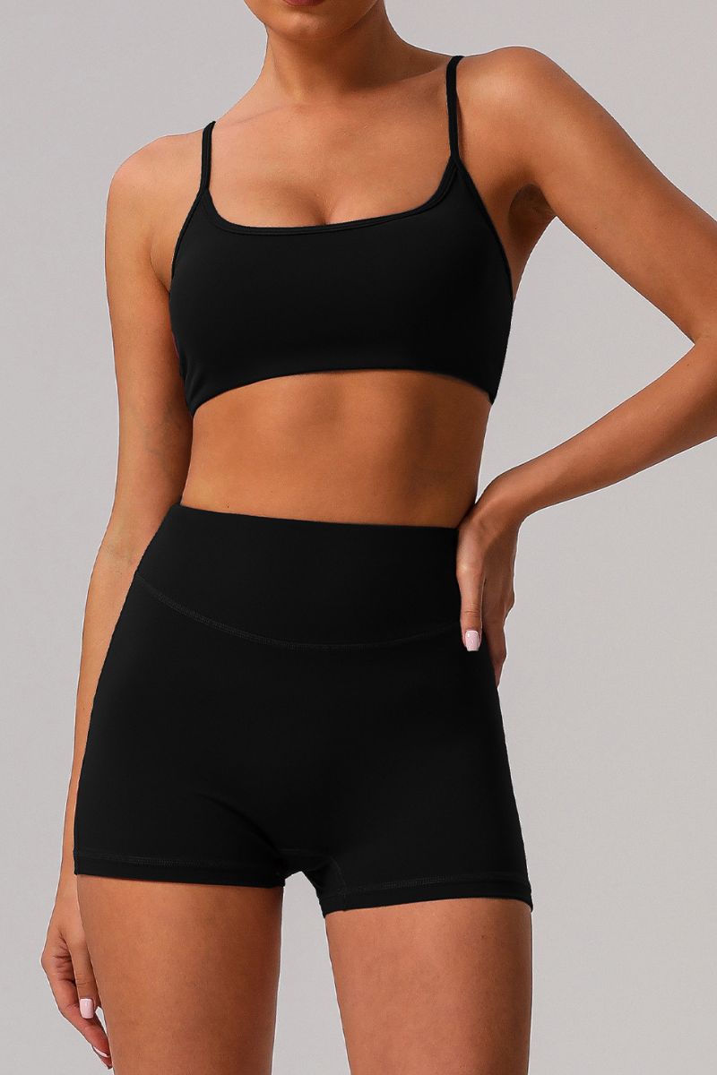 Spaghetti strap bra and shorts 2-piece set