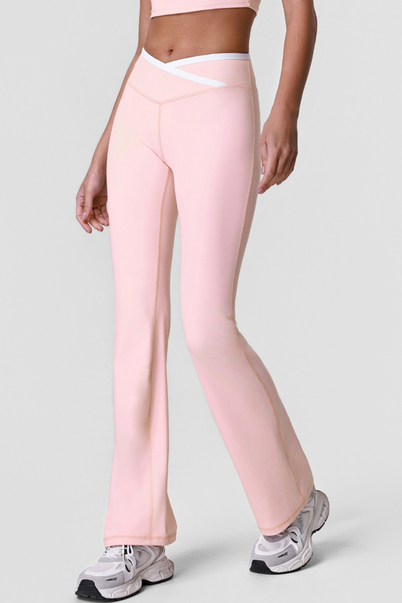 Women's Athletic Color Block Cross V-Waist Flared Pants