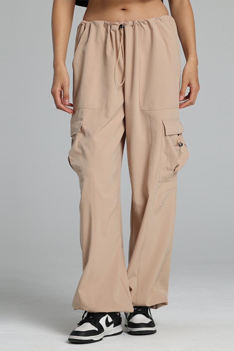 Women's Drawstring Waist Multi-Pocket Cargo Wide Leg Pants