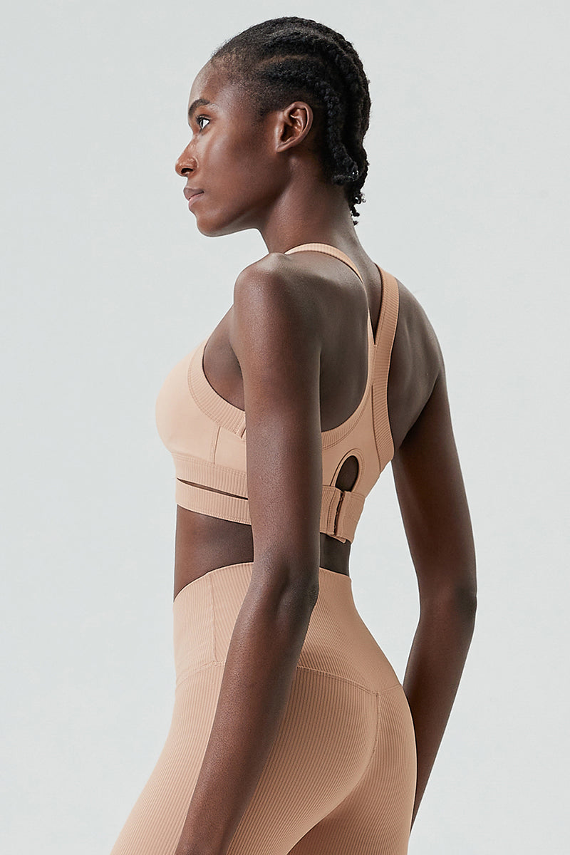 Back buckle cross-back sports bra