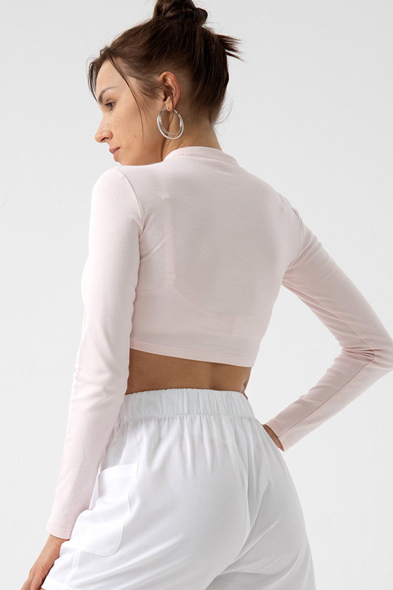Women Eco-Friendly Organic Cotton Strapless Long Sleeve T-Shirt Fitness Dance Fashion Outwear Yoga Sports Tops