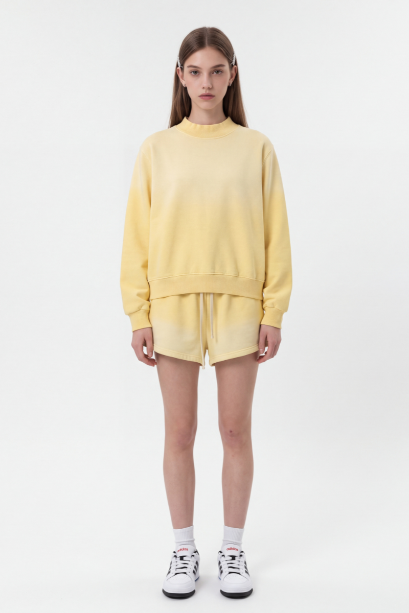 Women's Gradient Mock Neck Sweatshirt And Shorts 2 Piece Set