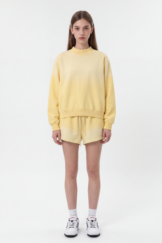 Women's Gradient Mock Neck Sweatshirt And Shorts 2 Piece Set