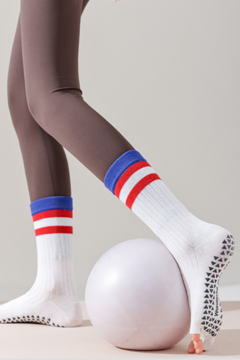 Women's Color Block Pilates Yoga Five Finger Socks