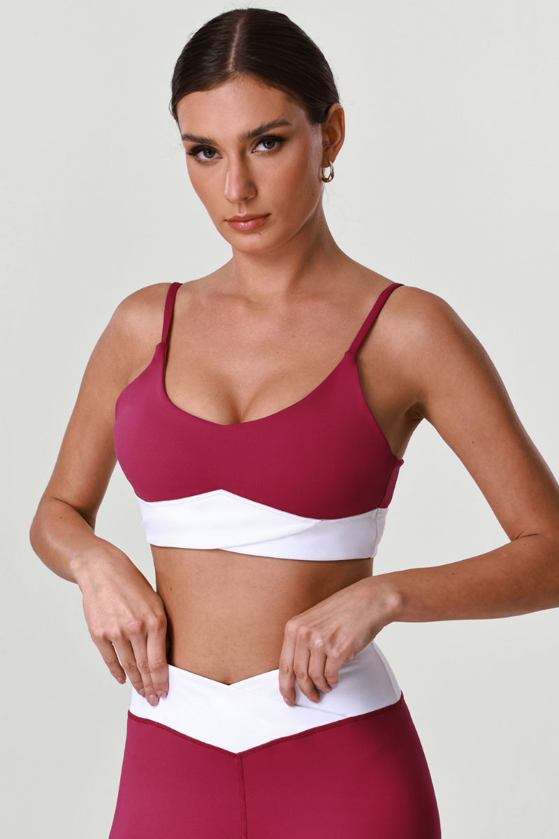 Women's Color-Block Naked Feel Thin Straps Yoga Sports Bra
