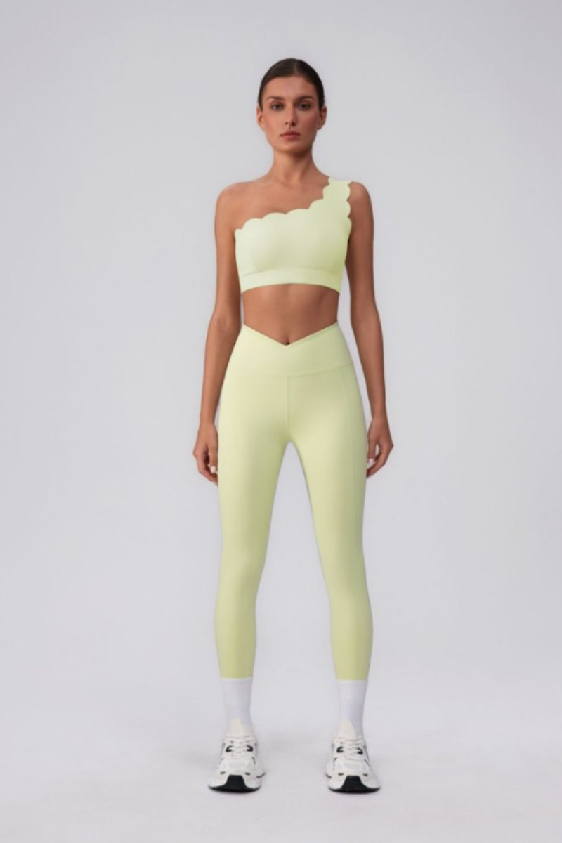 Women's Asymmetric One-Shoulder Bra & V-Waist Leggings Set
