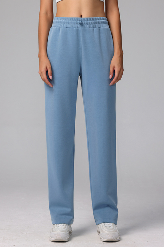 Women's Modal Air Layer Solid Sports Straight-Leg Pants