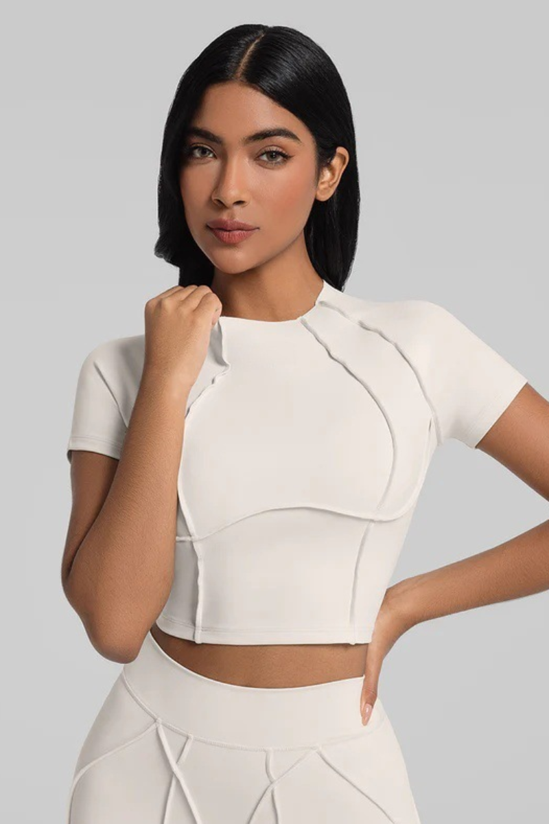 Women's Athletic Seam Detail Cropped Naked Feel Yoga T-shirt
