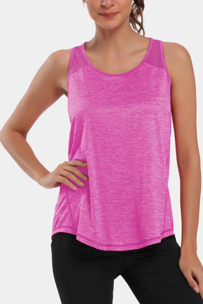 Women's Mesh Panel Racerback Quick Dry Athletic Tank Top