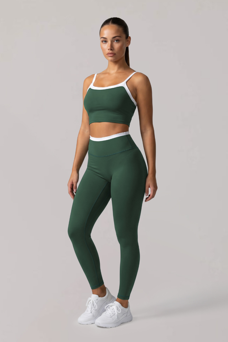 Women's Athletic Color-Blocked Bra And Leggings Yoga Sets