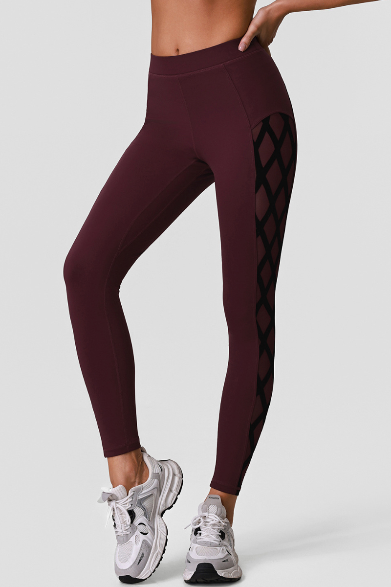 Women's Athletic High-Waisted Leggings with Side Mesh Panels