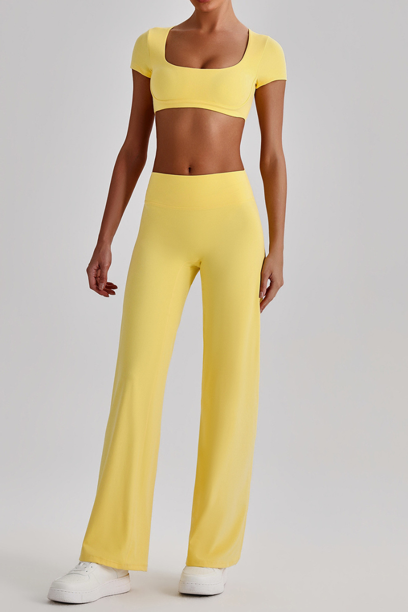 Women's  Quick Dry T-shirt & No Front Seam Yoga Pants Set