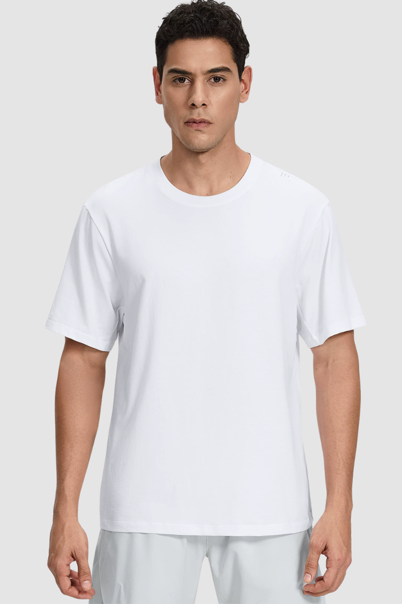 Men's Summer Basic Loose Round-Neck Breathable Solid Tee