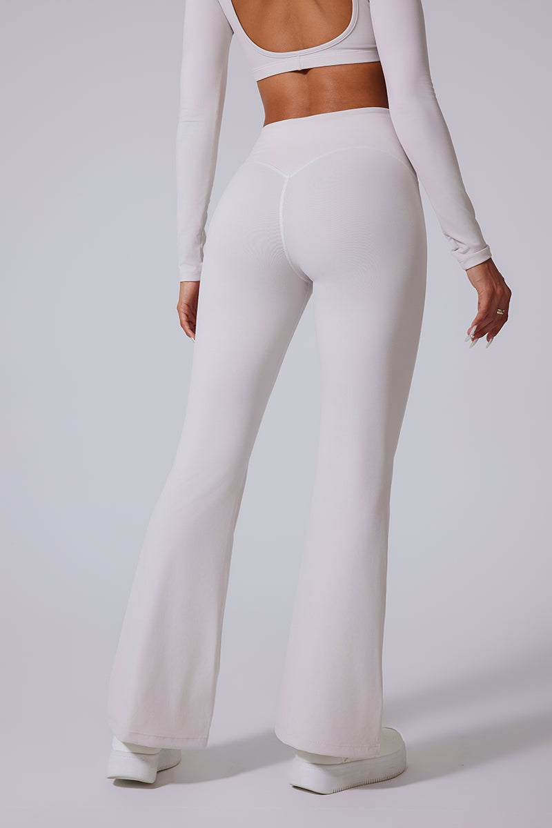 Women'S Crossover High-Waisted Brushed Plastic Yoga Bell Bottoms