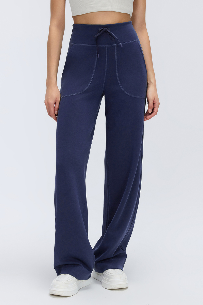 Women High-Waisted Drawstring Waistband Flowy Athletic Pant
