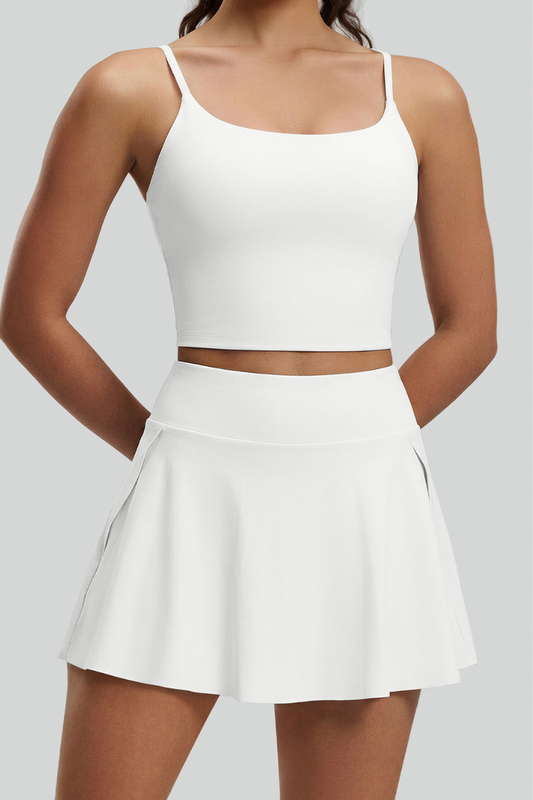 Women's Criss‑Cross Back Cami Top & Skort Yoga Set