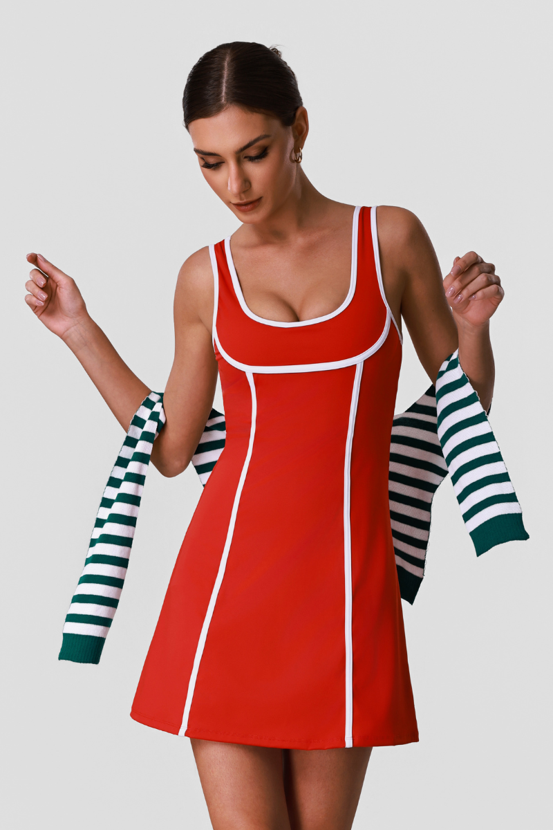 Women's Colorblock Slim Removable Pads Anti-Exposure Skirt