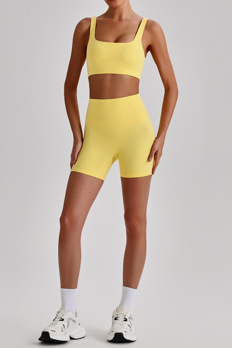 Women's  High Stretch Bra & No Front Seam Yoga Shorts Set