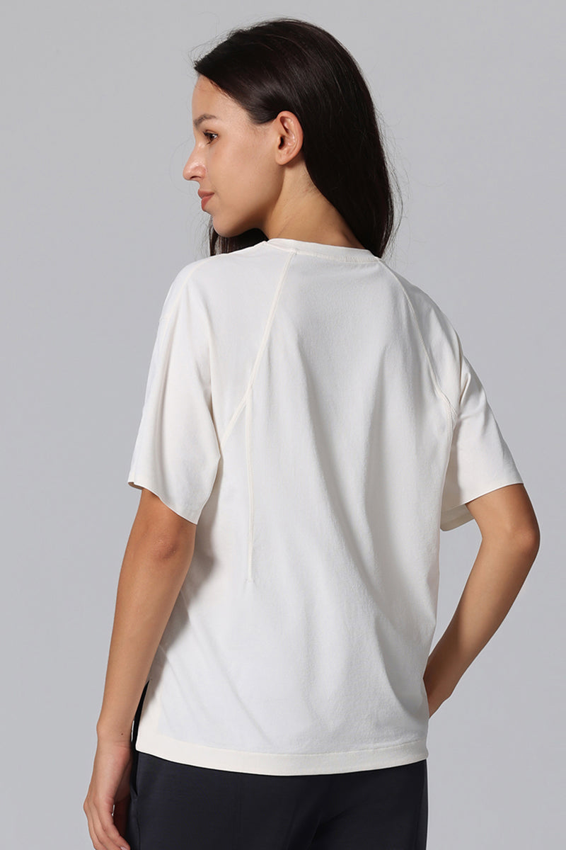 Round Neck Thin Side Slit Women'S T-Shirt