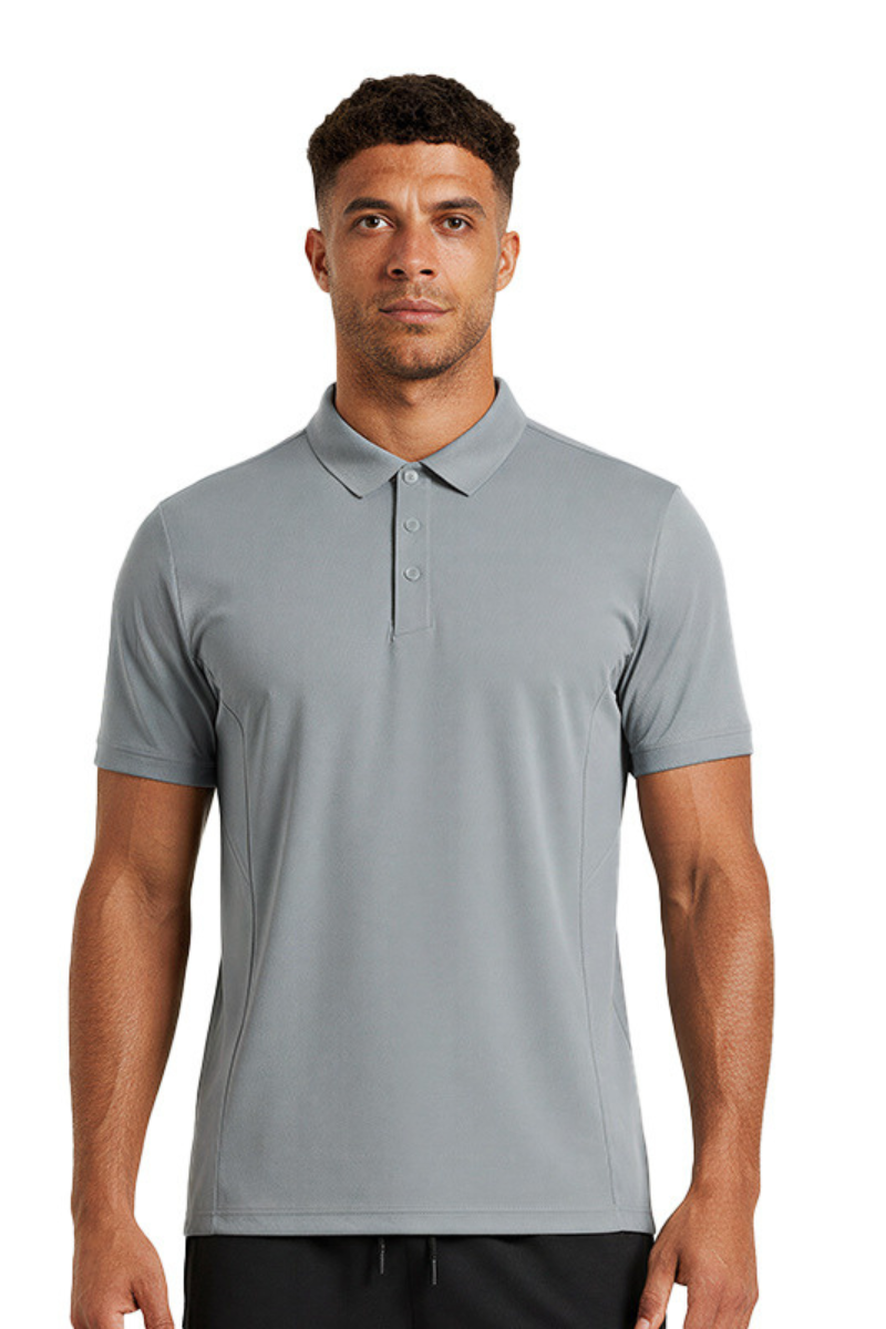 Men's Casual Polo Collar Snap Button Placket T-shirt