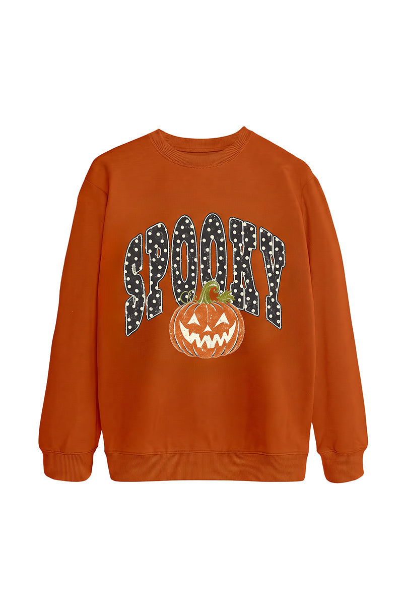 Women's Fall Pumpkin Polka Dot Halloween Multi‑Color Pullover