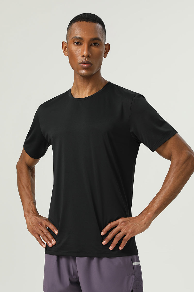 Men Cloud Yarn Quick-Dry Antibacterial Moisture-Wicking Uv Protection Reflective Outdoor Sports Round Neck Short Sleeve T-Shirt