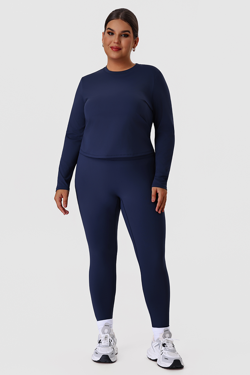 Plus Size Women's Long Sleeve Tee & Yoga Leggings Two-Piece Set