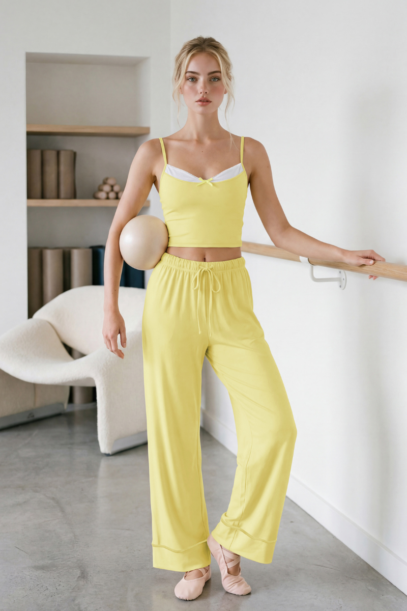 Women's Faux Two-Piece Strap Tank Top And Wide-Leg Pants Set