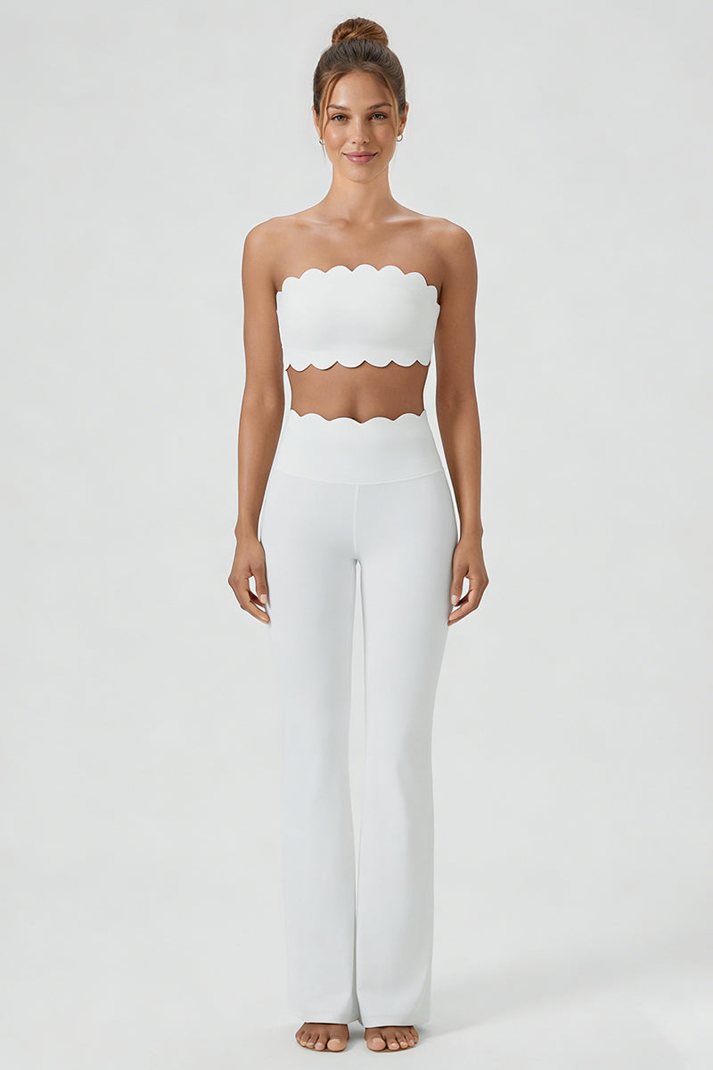 Women's 2-Piece Sets:Scalloped Edge Bra & Flare Leggings