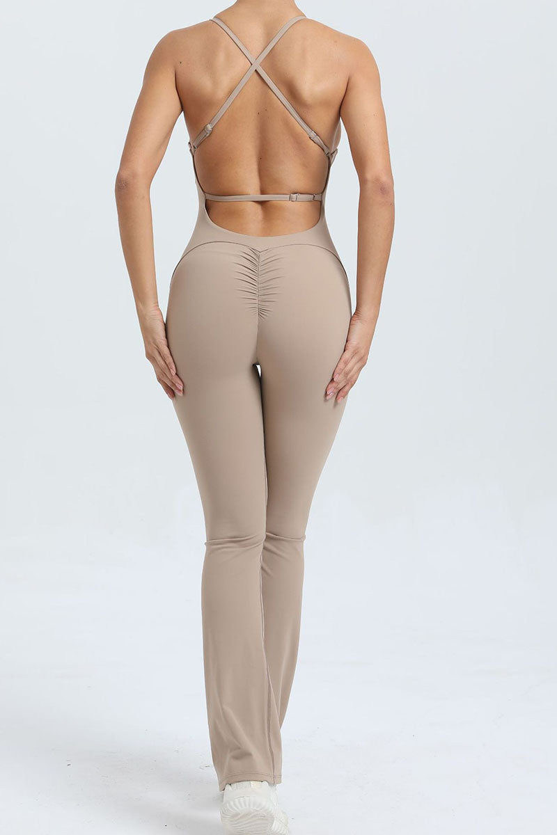 Women Adjustable Straps Beauty Back Slightly Peach Hip Sports Fitness Yoga Bodysuit