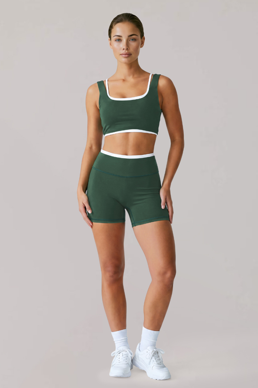Women's Faux Two-Piece Bra And Shorts Sports Yoga Sets