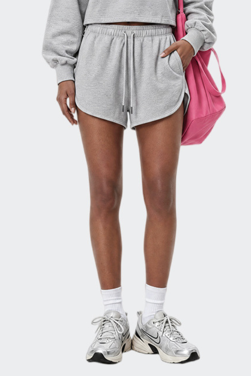 Women's Drawstring Curved Split Side Pocket Sports Shorts