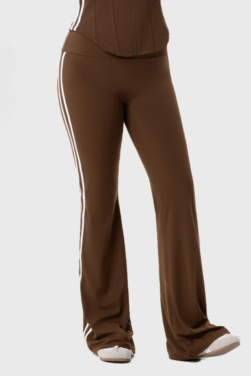 Plus Size Women's Color Block Side-Stripe Flared Yoga Pants