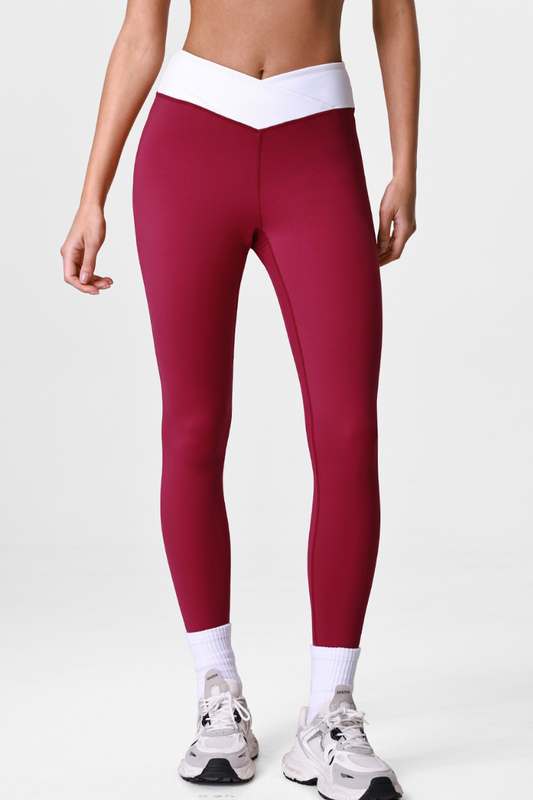 Women's Cross V-Waist Color-Block Sculpting Yoga Leggings