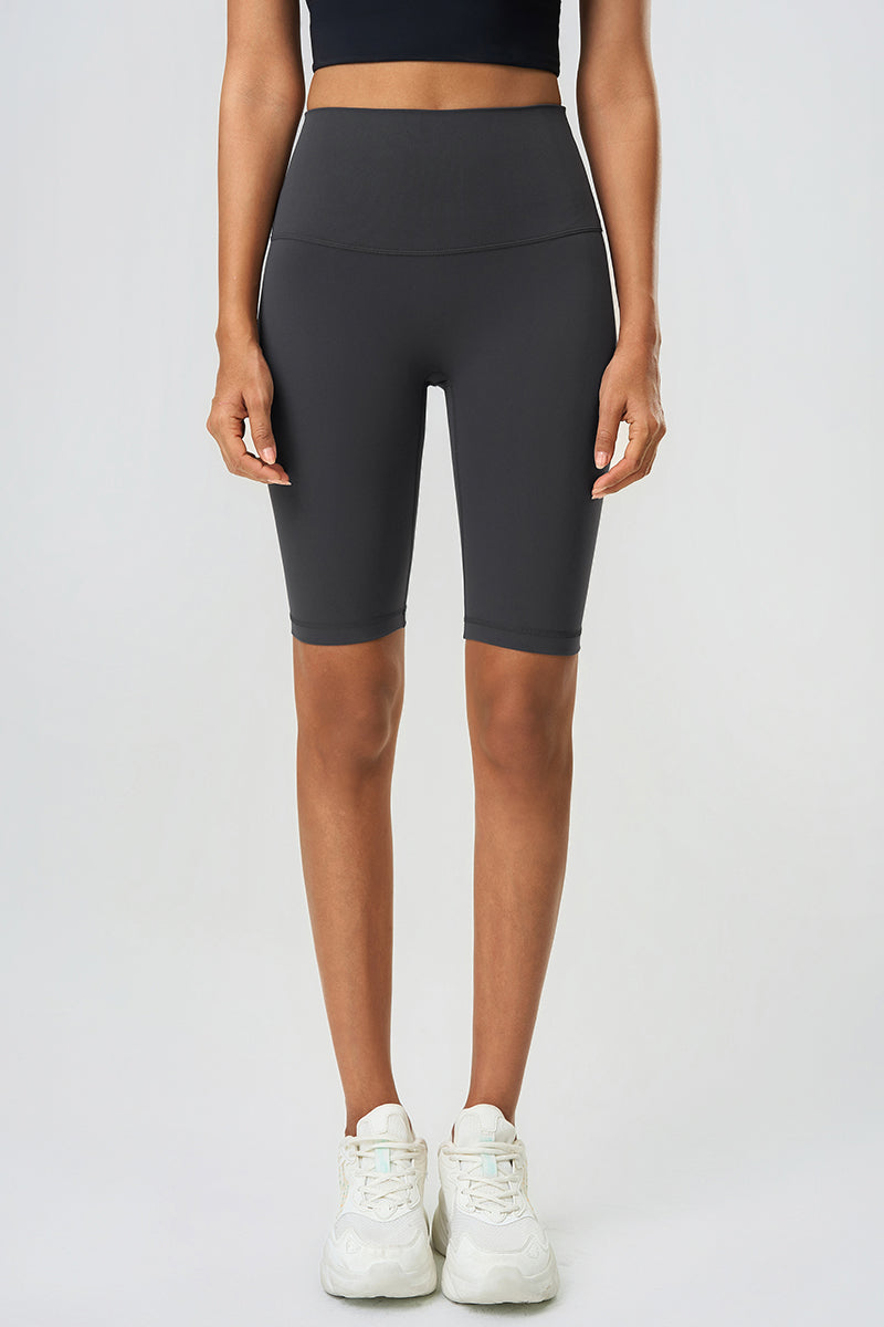 Women High-Rise Hip-Lift Naked-Feel Shaping Yoga Fitness Shorts