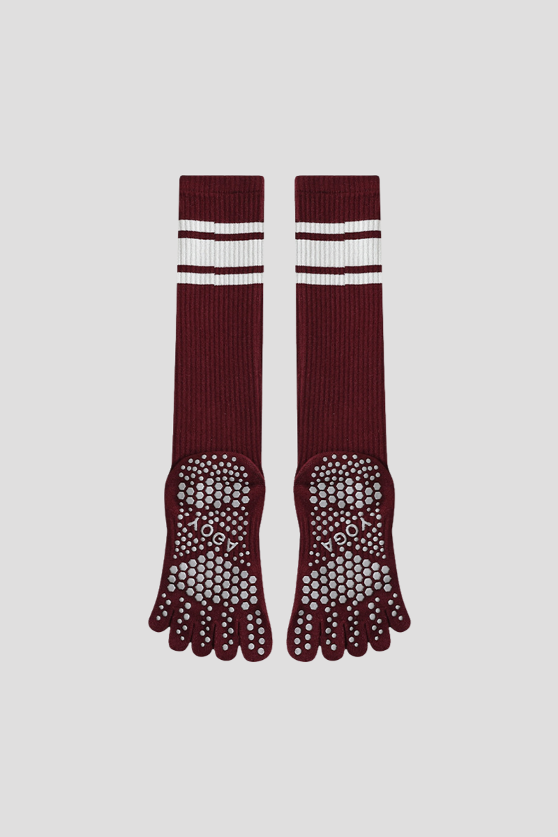 Women's Non-Slip Grip Sole Long Tube Sports Pilates Socks