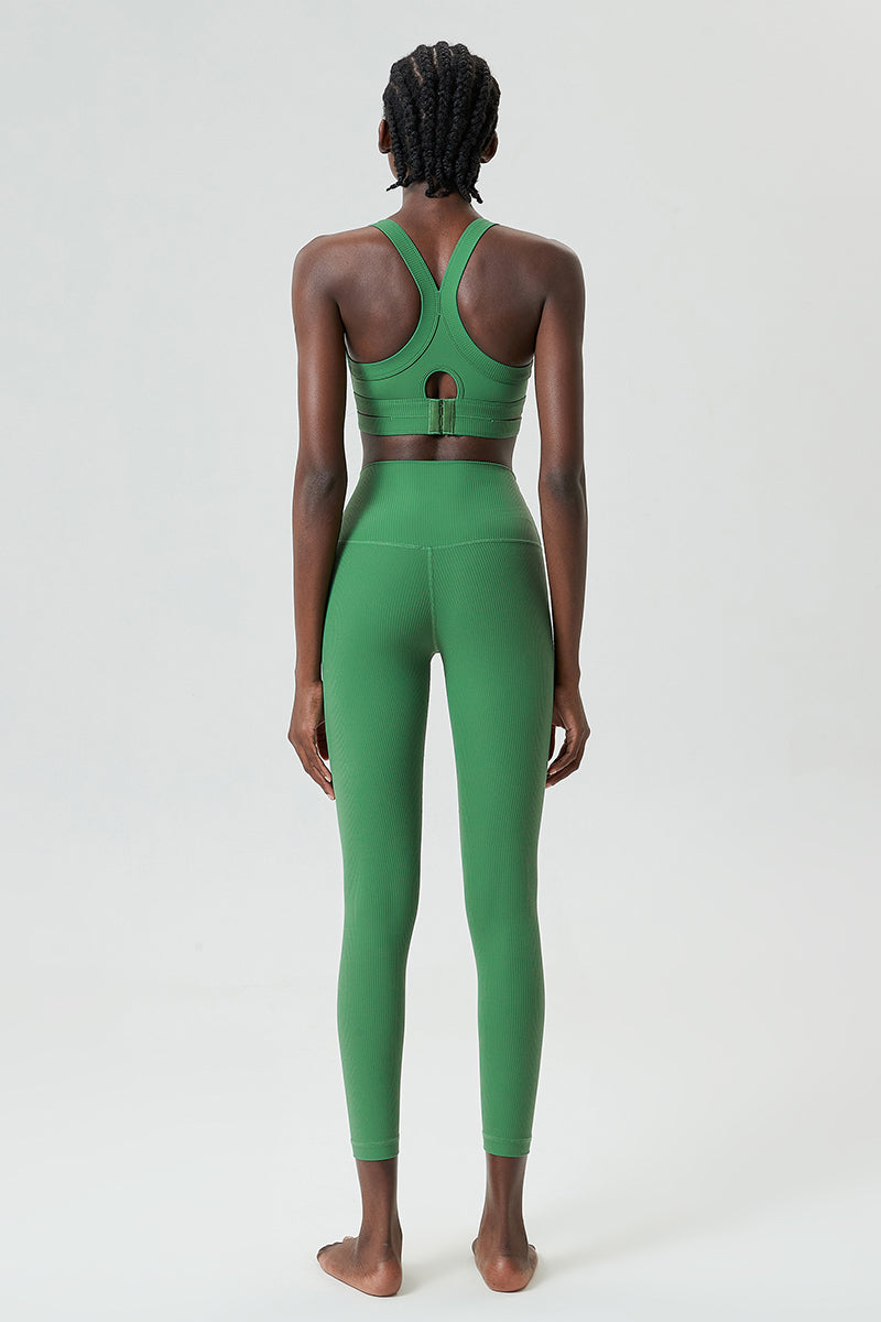 Threaded back with bra &leggings 2-piece set