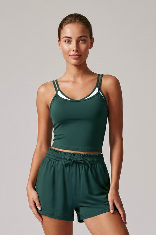 Women's Double-Strap Straps Faux Two-Piece Sports Tank Top