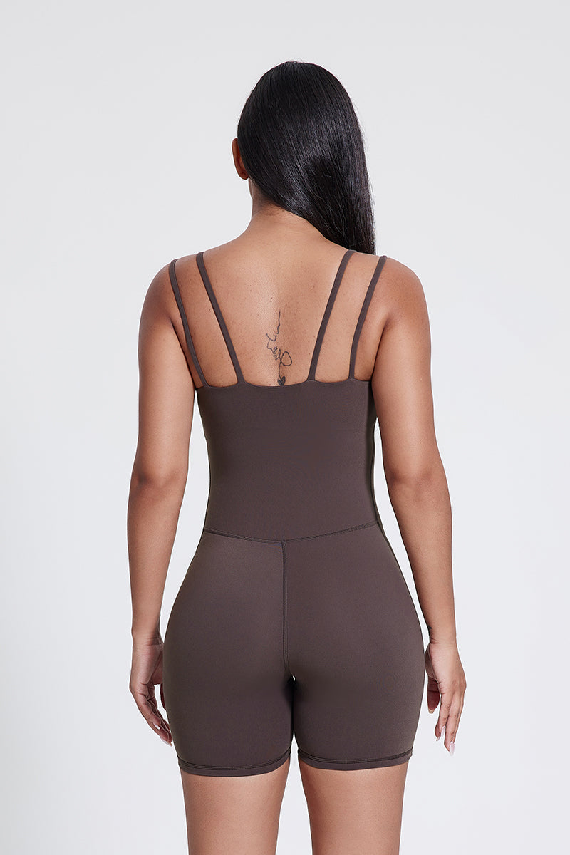 Women'S Dance Fitness V-Neck Double Strap Bodysuit