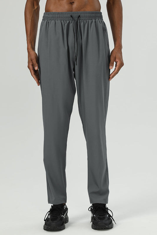 Men 4-Way Stretch Quick-Drying Breathable Water-Resistant Reflective Straight Leg Cropped Sports Pants