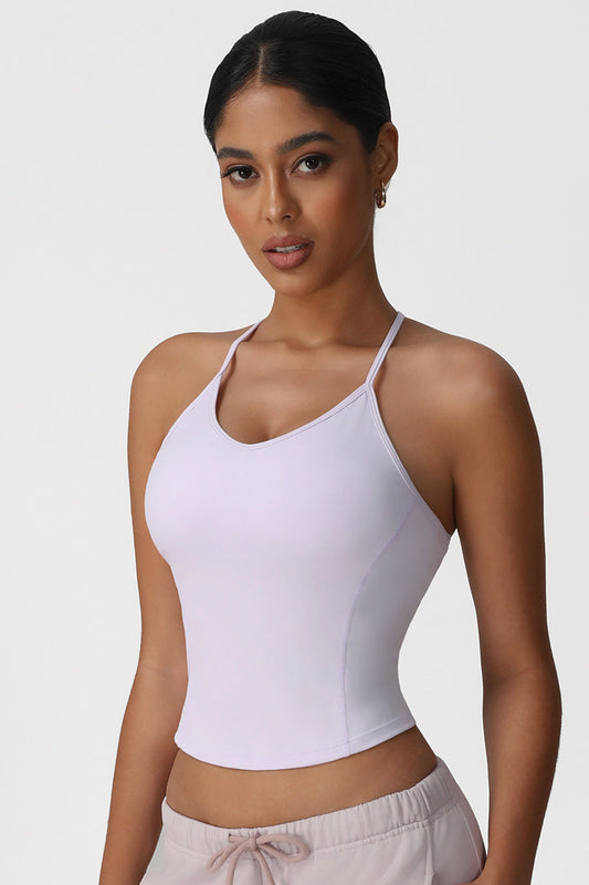 Women Slim Fit Cross Back Yoga Sports Vest High Elastic Workout Tank Top