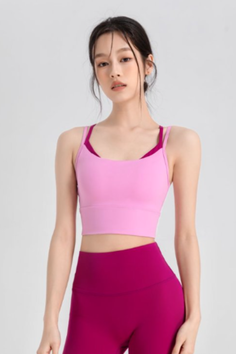 Women's Double Thin Strap Crisscross Back Cropped Tank Top