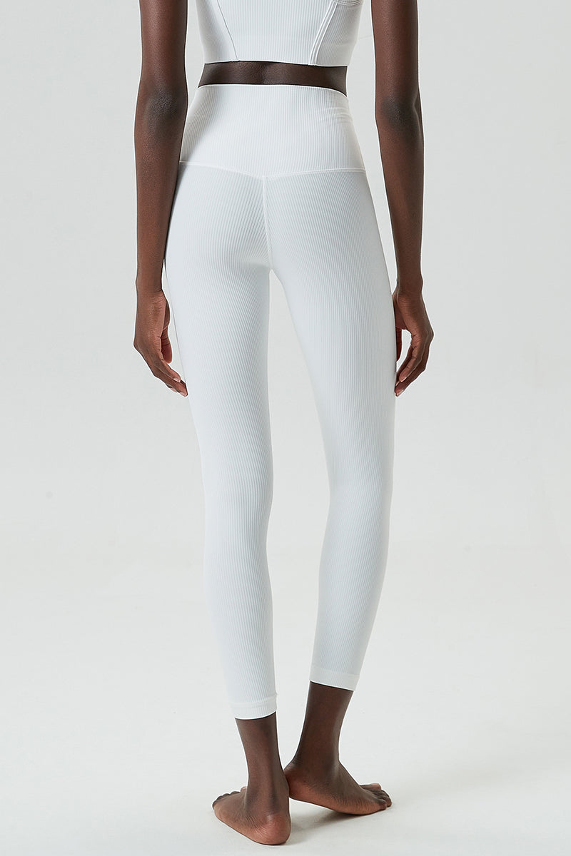 Solid high-rise threaded athletic leggings