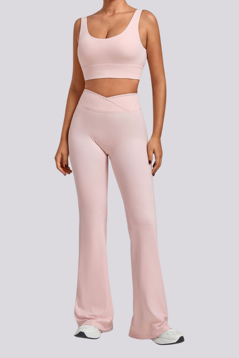 Women's Backless Bra And Cross Waist Flared Pants Sets