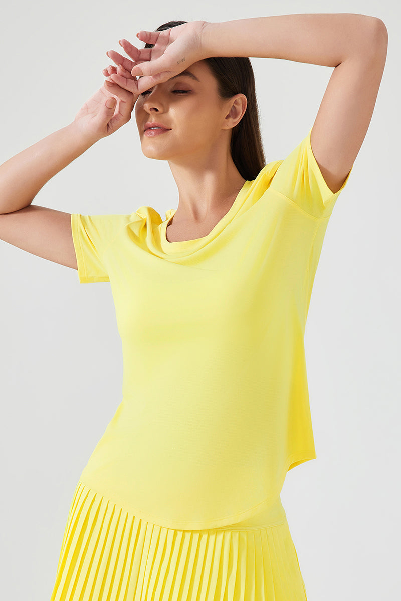 Women Lightweight Breathable Slim-Fit Quick-Dry Yoga Fitness Short-Sleeve Top