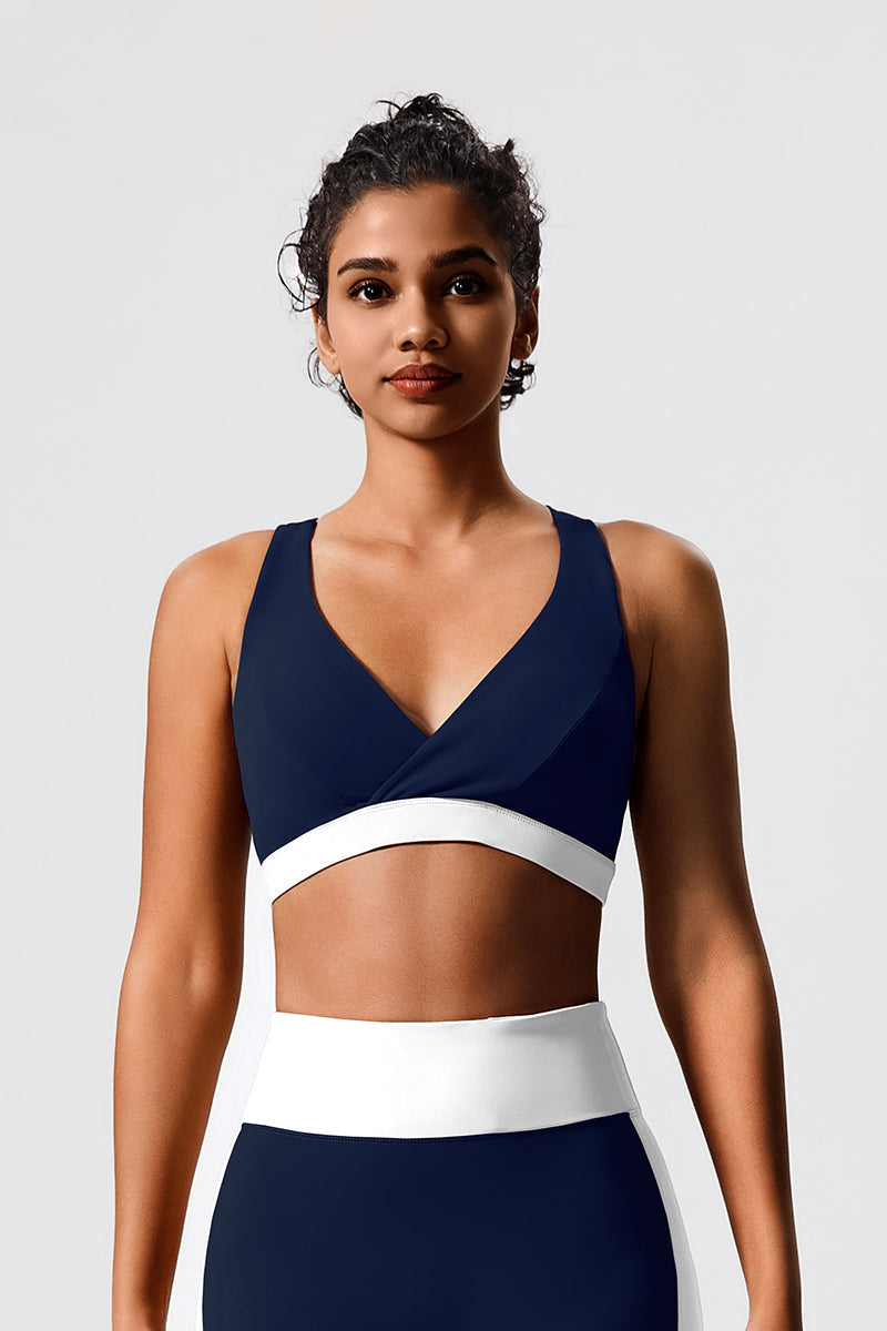 Women Eco-Friendly Fabrics Cross Back Color Collision With Padded Running Casual Sports Fitness Yoga Tank Tops