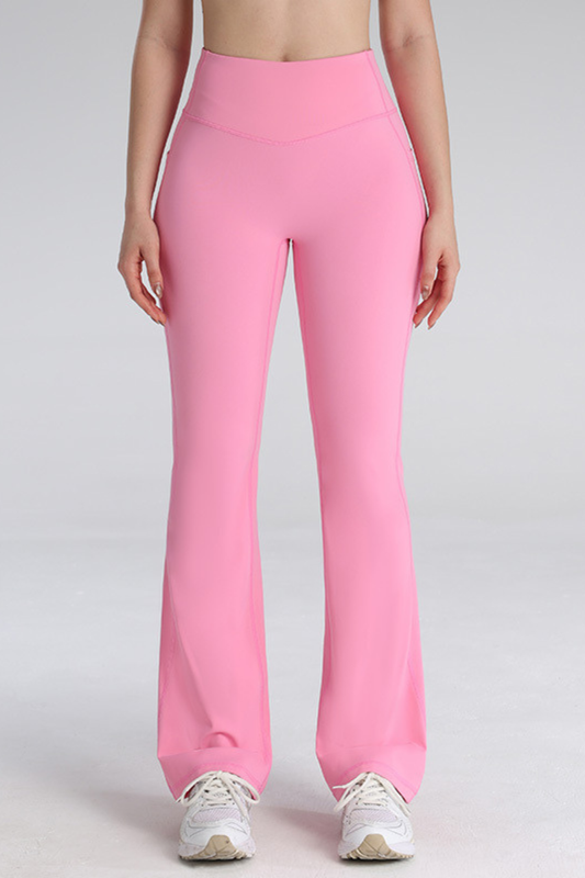 Women's High-Waisted Side Pocket Sports Flared Yoga Pants