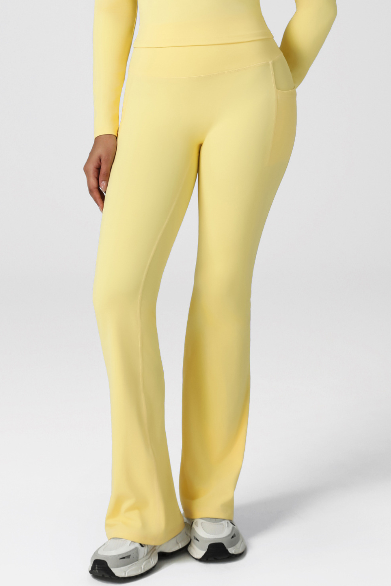 Women's Athletic High-Waist Side Pocket Yoga Flared Pants