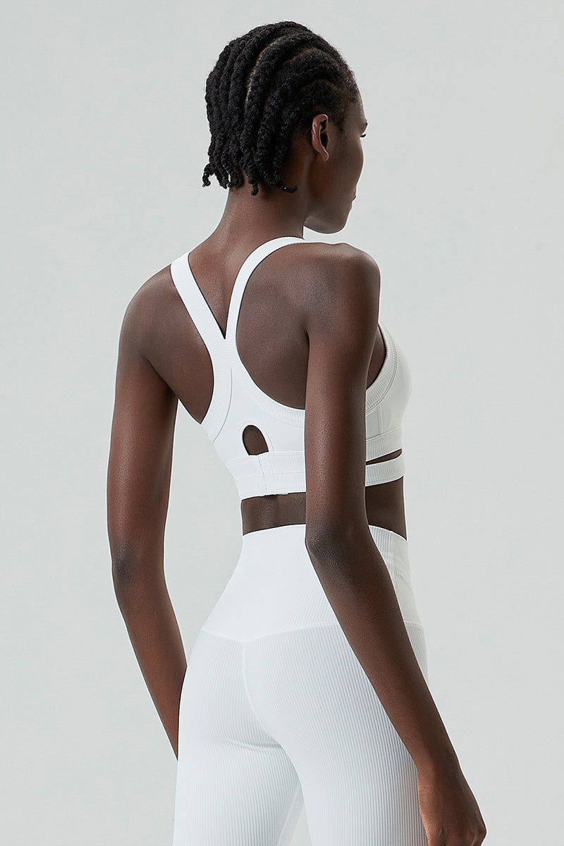 Back buckle cross-back sports bra